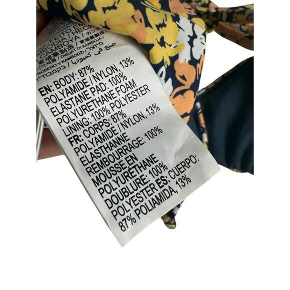 Roxy Beach Classics Strappy Floral Print Bra Bikini Swim Top Black Multi Size M - Picture 11 of 11